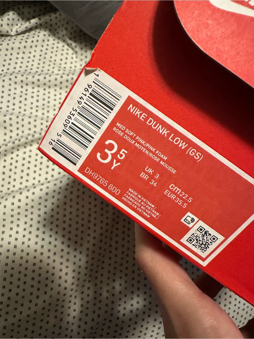 Label on Shoe Box